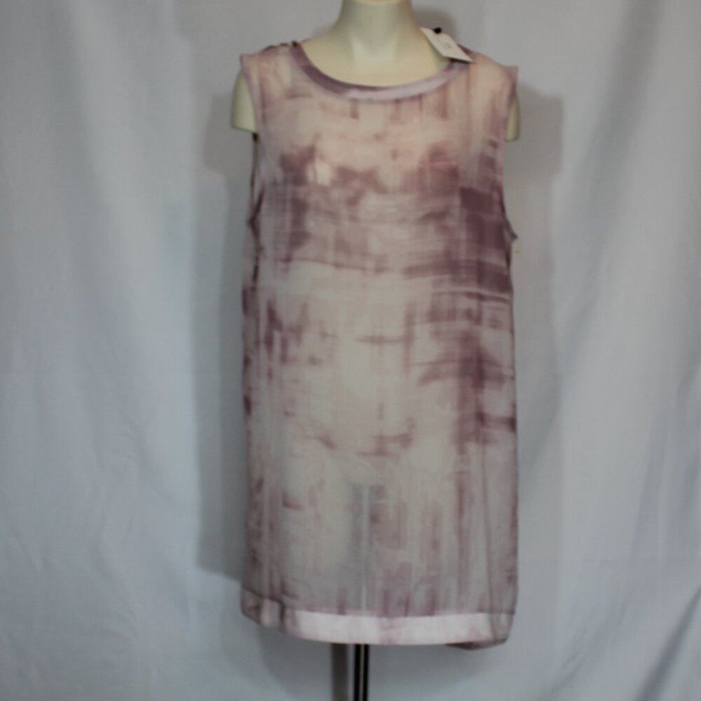 NWT H by Halston  midi chiffon pink purple asymmetrical woman's dress size L/G